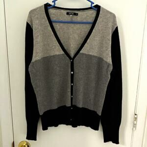 Apt. 9 100% Cashmere Colorblock V-Neck Button Front Cardigan Womens XL